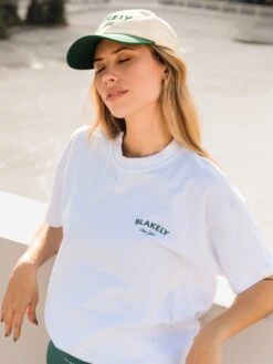 Crest Oversized T-Shirt - White & Pine Green -BLAKELY CLOTHING SHOP NYCCRESTBRANDD 21