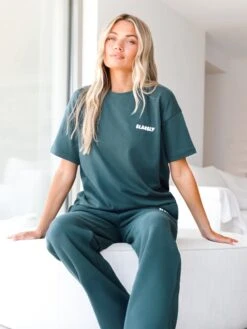 Cloud Print Oversized T-Shirt - Teal Green -BLAKELY CLOTHING SHOP TEALEDIT 3