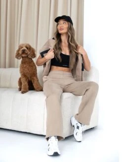 Isabel Wide Leg Sweatpants - Tan -BLAKELY CLOTHING SHOP isabeljoggersbrand